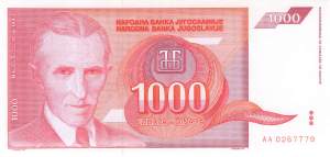 Jugoslawien p114 1000 Dinara 1992